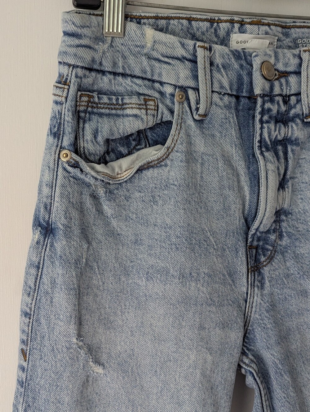 Good American Good Icon Straight Jeans Distressed Size 6 / 28 - Picture 8 of 14